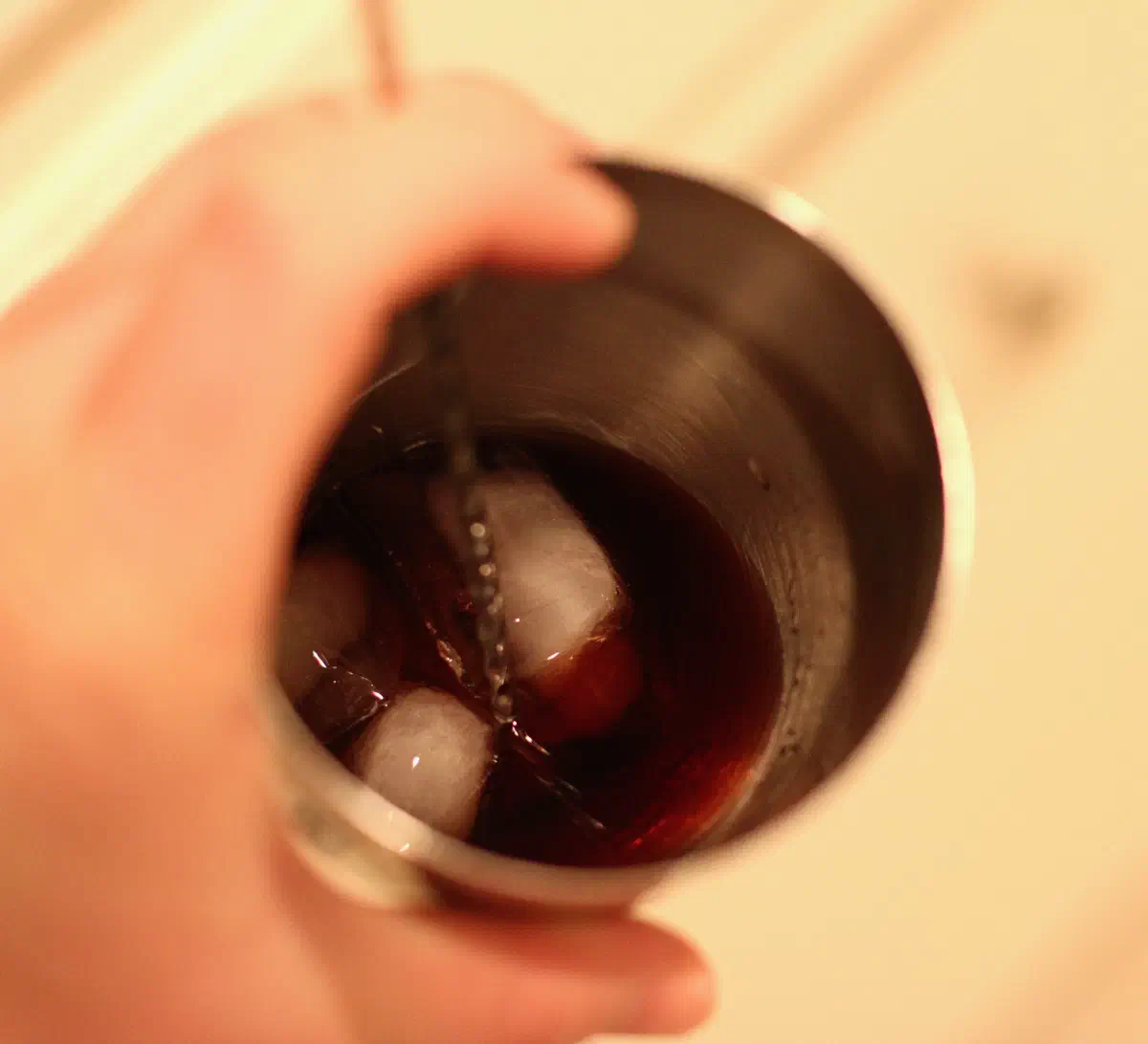 Ingredients in the cocktail shaker