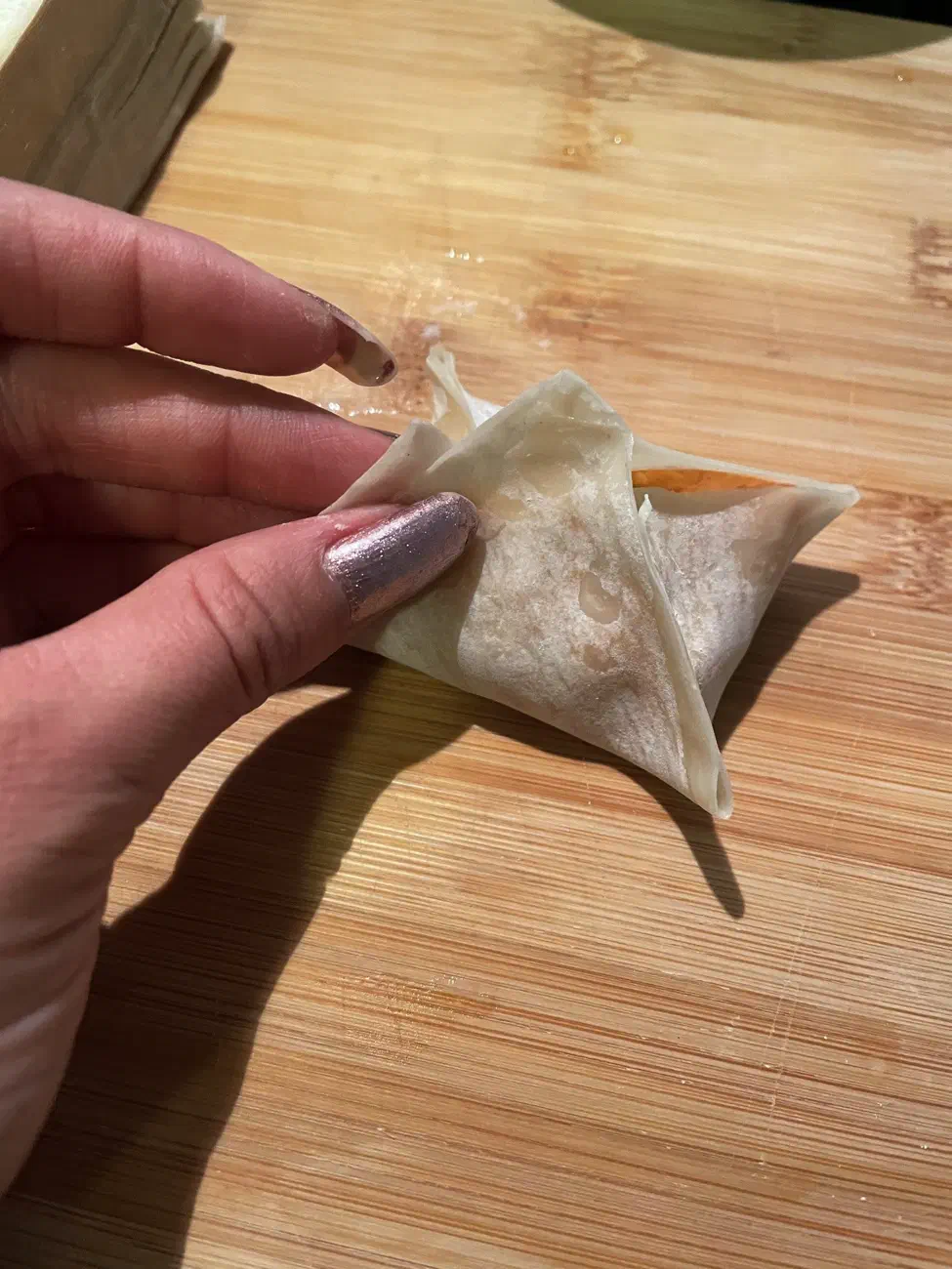 folded, raw rangoon