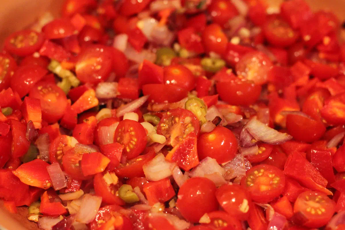 vegetables in the pan